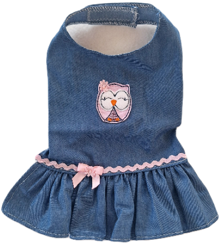 Chambray Pink Owl Dress