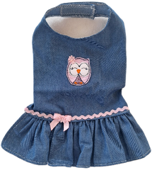 Chambray Pink Owl Dress