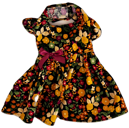Pretty Dark Floral Corduroy Dress