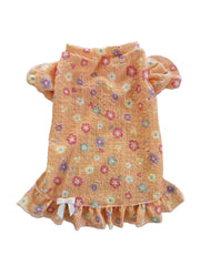 Crinkle Orange Floral Knit Nightgown