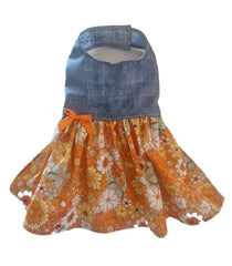 Denim and Orange Floral Dress