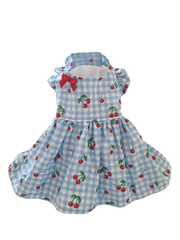 Blue Gingham and Cherries Dress