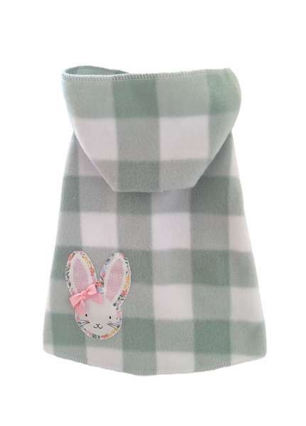 Green Checks and Bunny Hoodie Dress