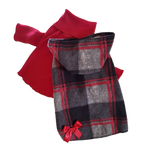 Pretty Red and Gray Plaid Hoodie Dress