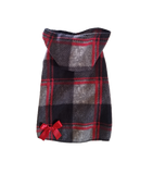 Pretty Red and Gray Plaid Hoodie Dress