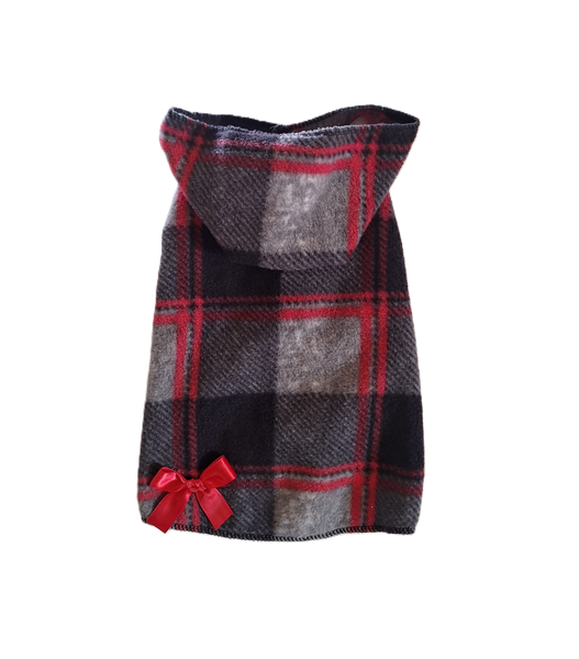 Pretty Red and Gray Plaid Hoodie Dress