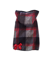 Pretty Red and Gray Plaid Hoodie Dress
