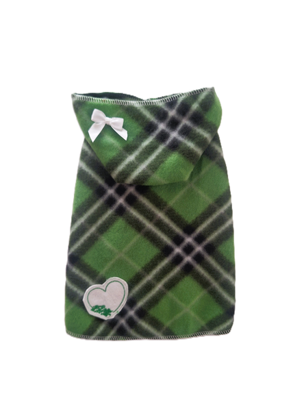 Shamrock Heart Green Plaid Hoodie Dress