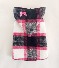 Bright Pink and Black Sleeveless Hoodie Dress