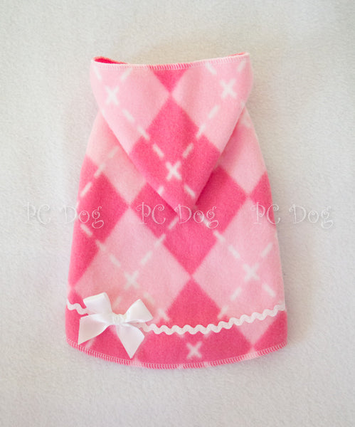 Pink Argyle Hoodie Dress