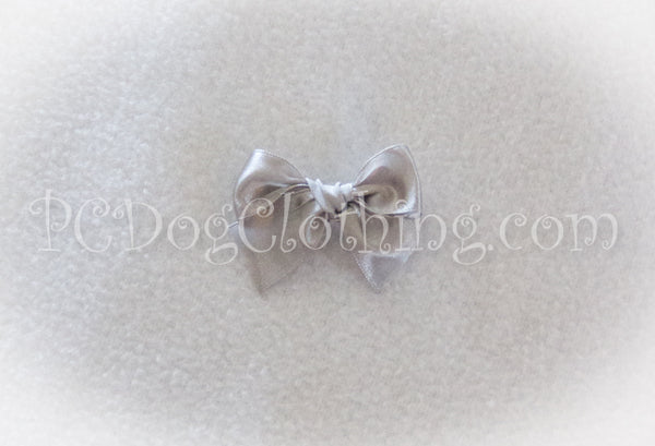 Silver Satin Hair Bow