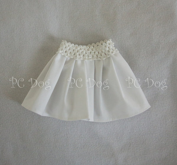 White Denim Long Pleated Skirt