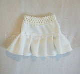 White Denim Short Pleated Skirt