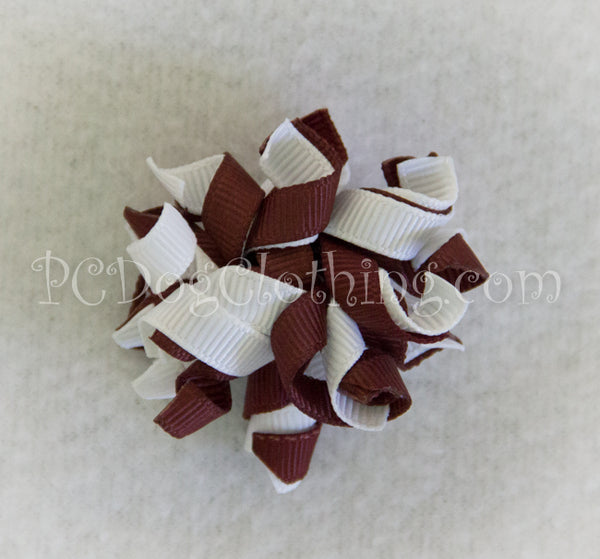 Brown and White Curly Hair Bow SCB8