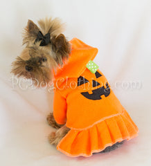 Pumpkin Pleated Hoodie Dress