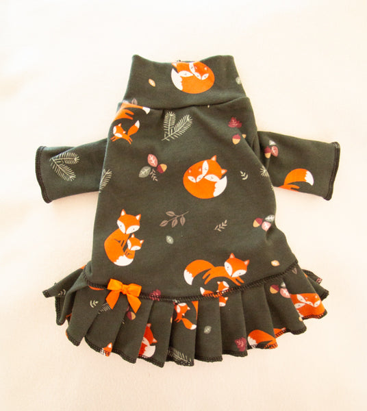 Cuddly Foxes Mock Turtleneck Shirt Dress