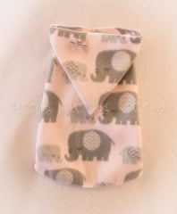 Baby Pink and Gray Elephants Sleeveless Hoodie Dress