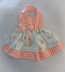 Coral Gingham and Bunnies Dress